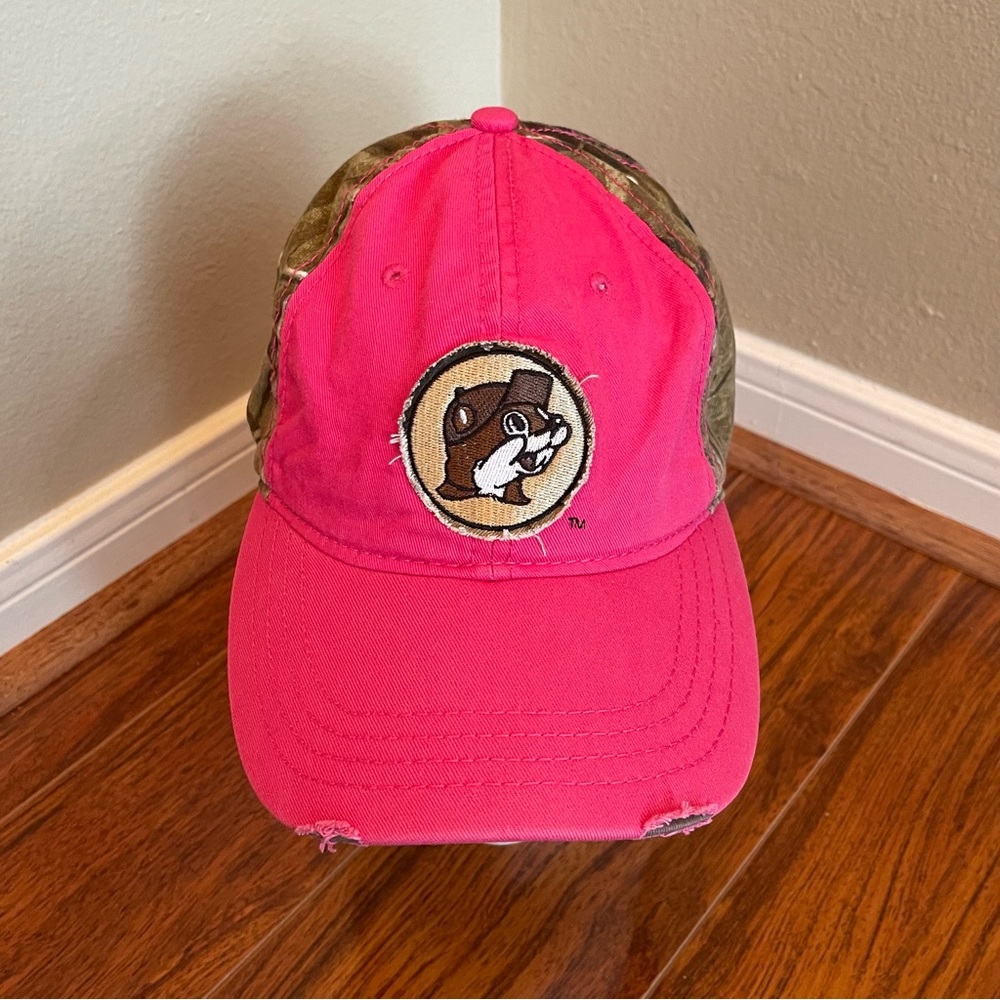 Pink and Green Distressed Baseball Hat with Animal Patch